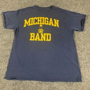 VTG Michigan Wolverines T Shirt Mens Medium Blue Yellow Marching Band Football‎